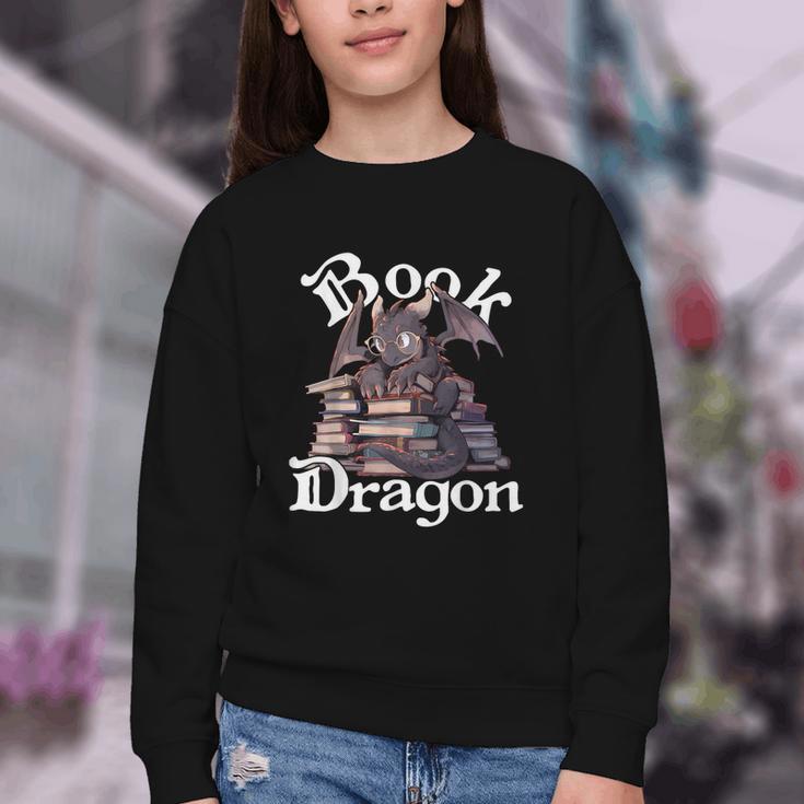 Book Dragon Book Lover Bookworm Book Reader Librarian Youth Crewneck Sweatshirt