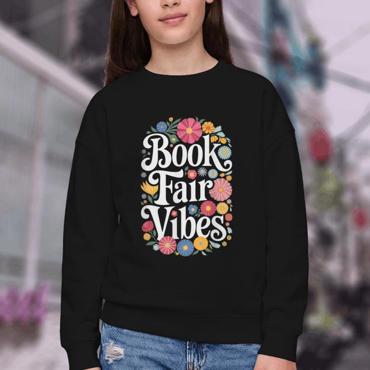 Book Fair Vibes Groovy 70s Retro School Librarian Youth Crewneck Sweatshirt