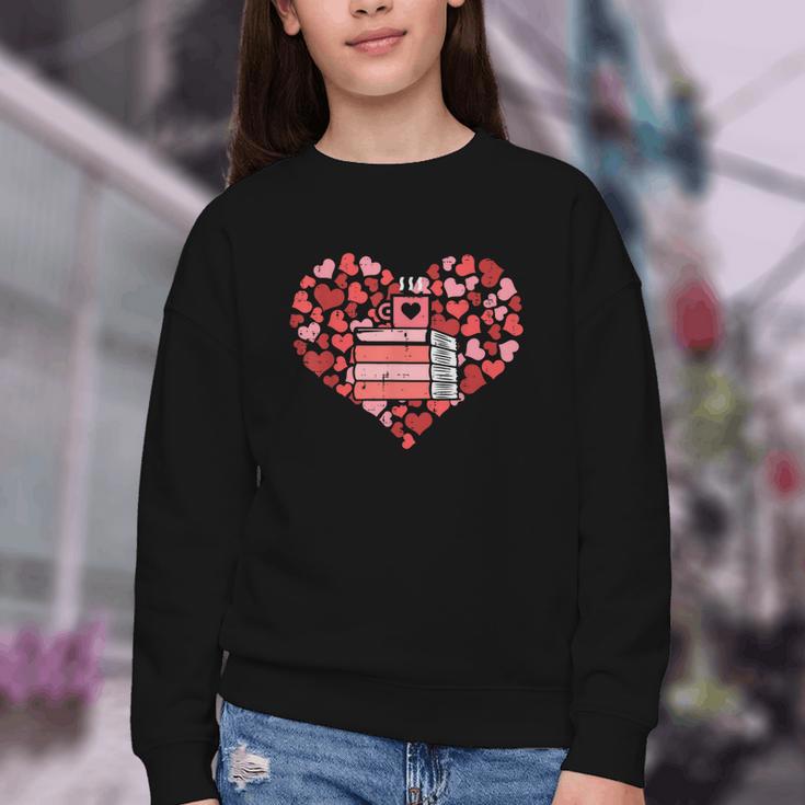 Book Heart Cute Read Book Reading Librarian Across America Youth Crewneck Sweatshirt