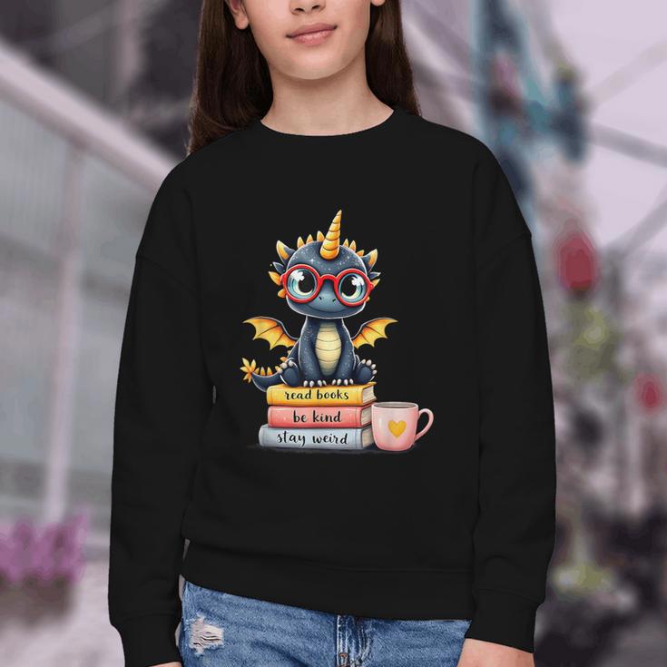 Book Lover Cute Baby Dragon Reading Youth Crewneck Sweatshirt Book Lover Cute Baby Dragon Reading Youth Crewneck Sweatshirt