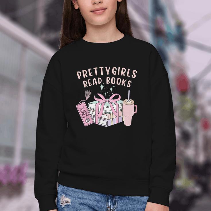 Book Lover's Pretty Girl's Read Books Youth Crewneck Sweatshirt