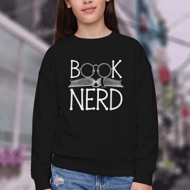 Book Nerd Retro Style Readers Librarians Authors Bookworms Youth Crewneck Sweatshirt