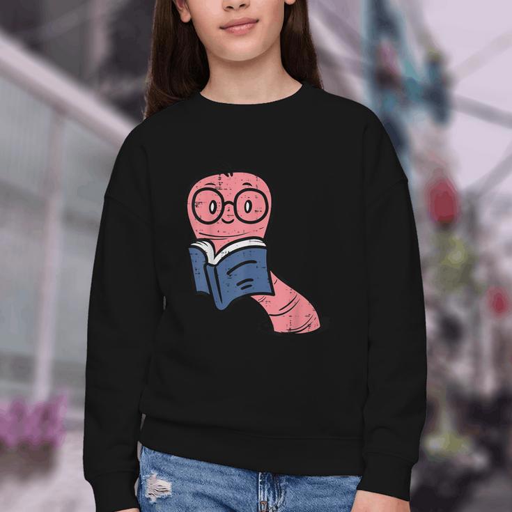 Book Worm Pun Read Reading Librarian America Men Women Kids Youth Crewneck Sweatshirt