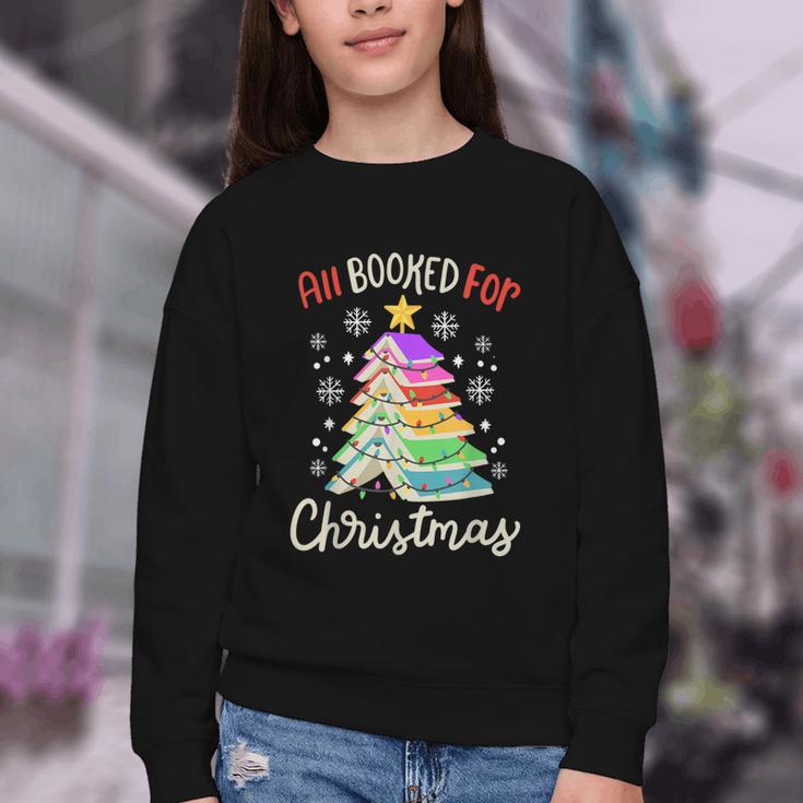 All Booked For Christmas Book Lovers Xmas Tree Women Youth Crewneck Sweatshirt