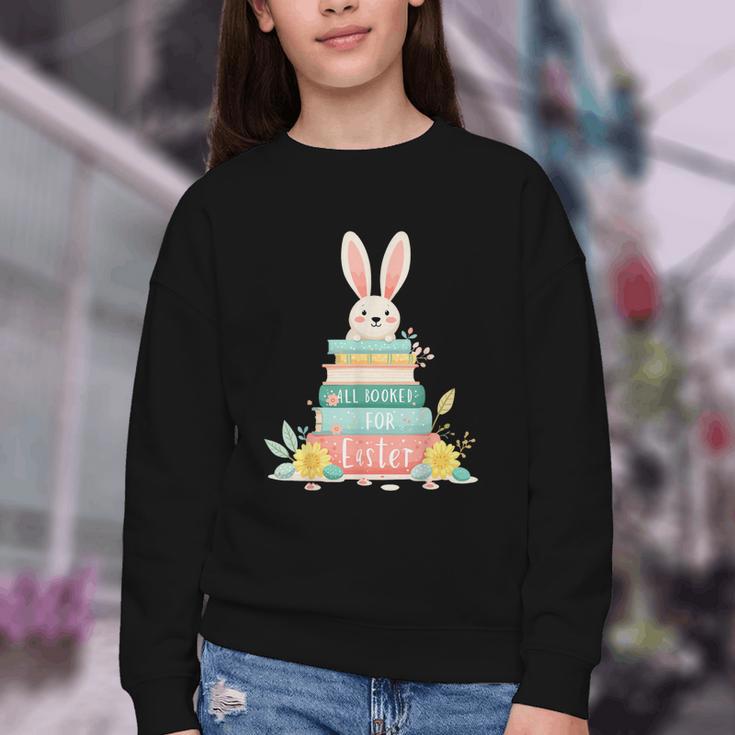 All Booked For Easter Shirt Bookworm Reading Book Reader Youth Crewneck Sweatshirt
