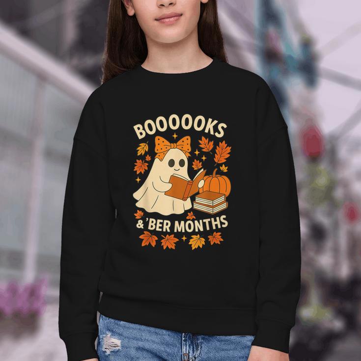 Books And BER Months Fall Librarian Reading Halloween Youth Crewneck Sweatshirt