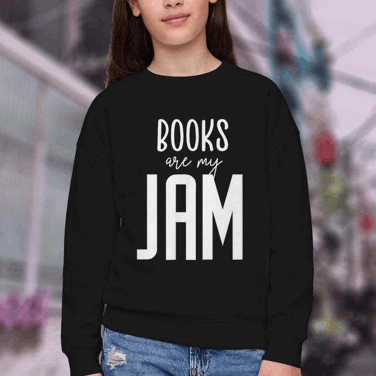 Books Are My Jam Graphic For Introverts Youth Crewneck Sweatshirt