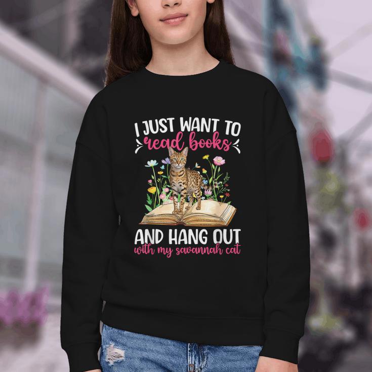 Books And My Savannah Cat Owner Savannah Cat Lover Youth Crewneck Sweatshirt Books And My Savannah Cat Owner Savannah Cat Lover Youth Crewneck Sweatshirt