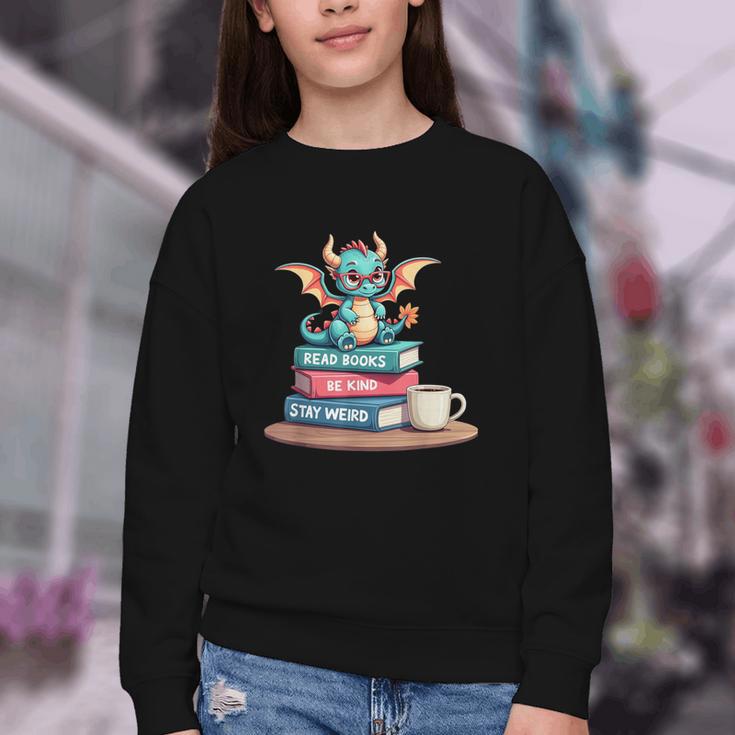 Bookworm Book Dragon Read Books Be Kind Stay Weird Youth Crewneck Sweatshirt Bookworm Book Dragon Read Books Be Kind Stay Weird Youth Crewneck Sweatshirt
