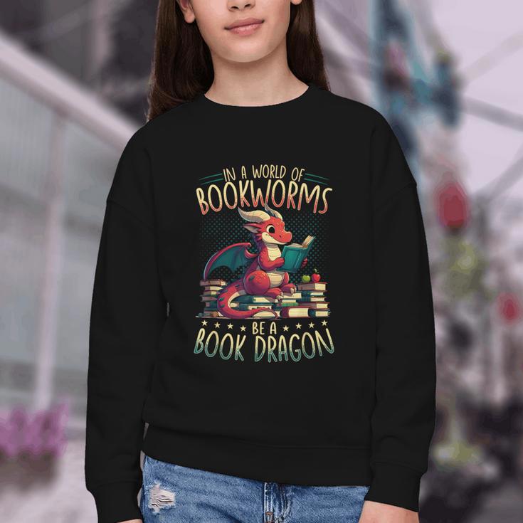 Bookworms Be A Book Dragon Literature Reading & Book Lover Youth Crewneck Sweatshirt Bookworms Be A Book Dragon Literature Reading & Book Lover Youth Crewneck Sweatshirt
