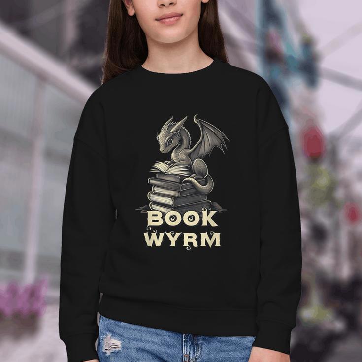 Bookwyrm Dragon Fantasy Bookish Fairytale Book Lover Youth Crewneck Sweatshirt