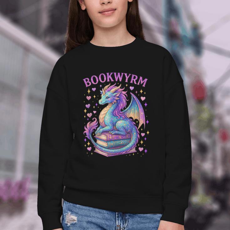 Bookwyrm Just a Girl Who Loves Dragons Books Dragon Reader Youth Crewneck Sweatshirt