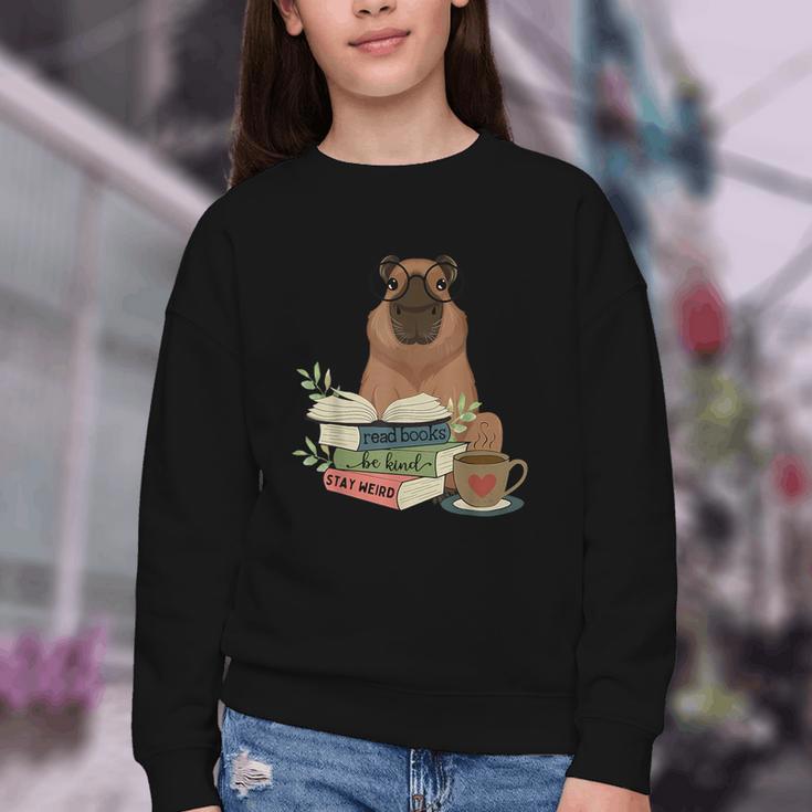 Capybara Glasses Reading Books Capybara Nerd Bookworm Youth Crewneck Sweatshirt Capybara Glasses Reading Books Capybara Nerd Bookworm Youth Crewneck Sweatshirt