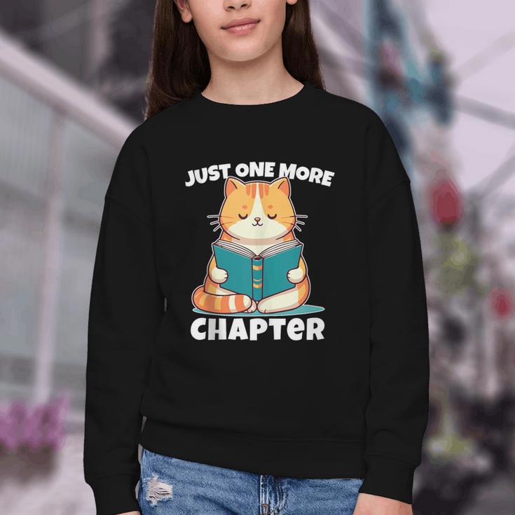 Cat Reading Books Bookworm Read One More Chapter Youth Crewneck Sweatshirt