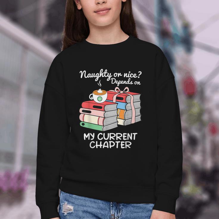 Christmas Book Lovers Naughty Or Nice Youth Crewneck Sweatshirt