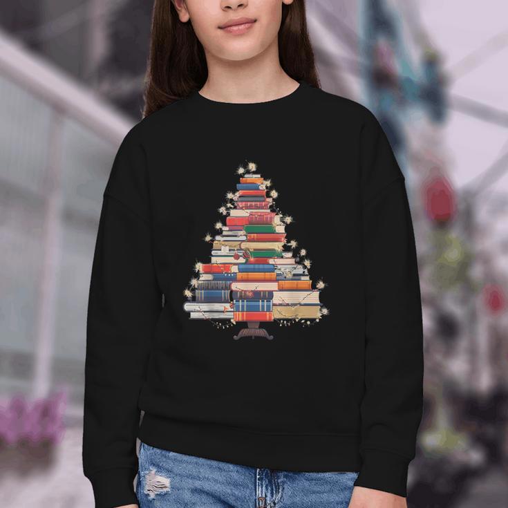 Christmas Tree Book Bookworm Youth Crewneck Sweatshirt