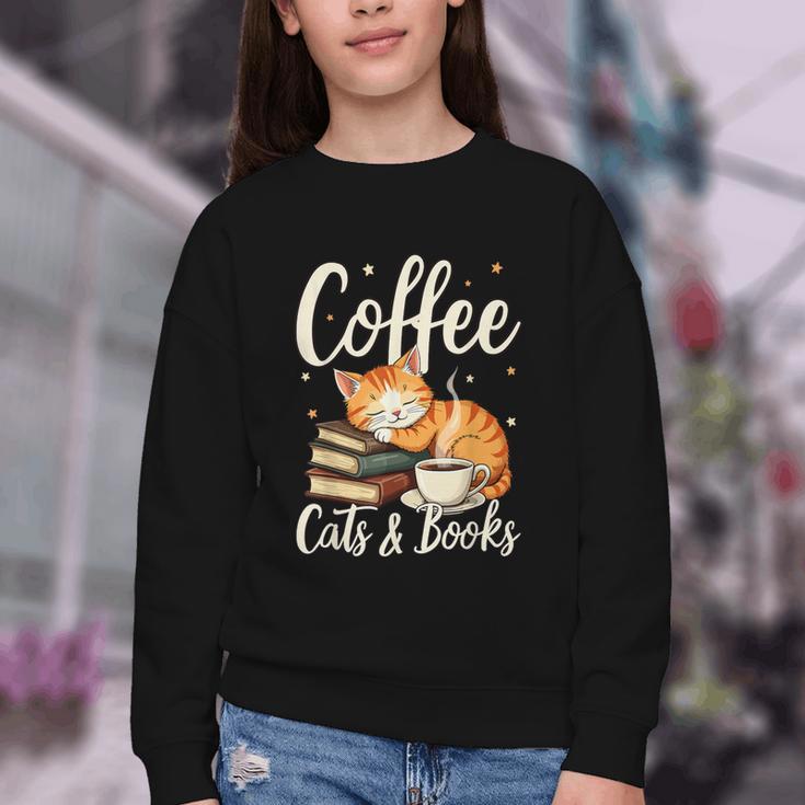 Coffee Cats And Books Lover For Women & Men Coffee Youth Crewneck Sweatshirt Coffee Cats And Books Lover For Women & Men Coffee Youth Crewneck Sweatshirt