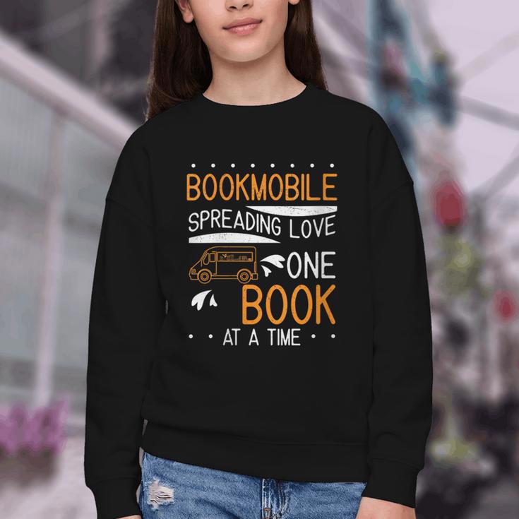 Cool Bookmobile Librarian Spreading Love One Book At A Time Youth Crewneck Sweatshirt