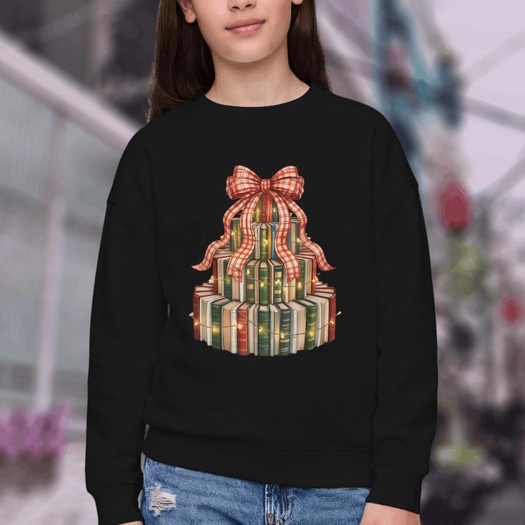 Coquette Christmas Book Tree Xmas Lights Librarian Teacher Youth Crewneck Sweatshirt Coquette Christmas Book Tree Xmas Lights Librarian Teacher Youth Crewneck Sweatshirt