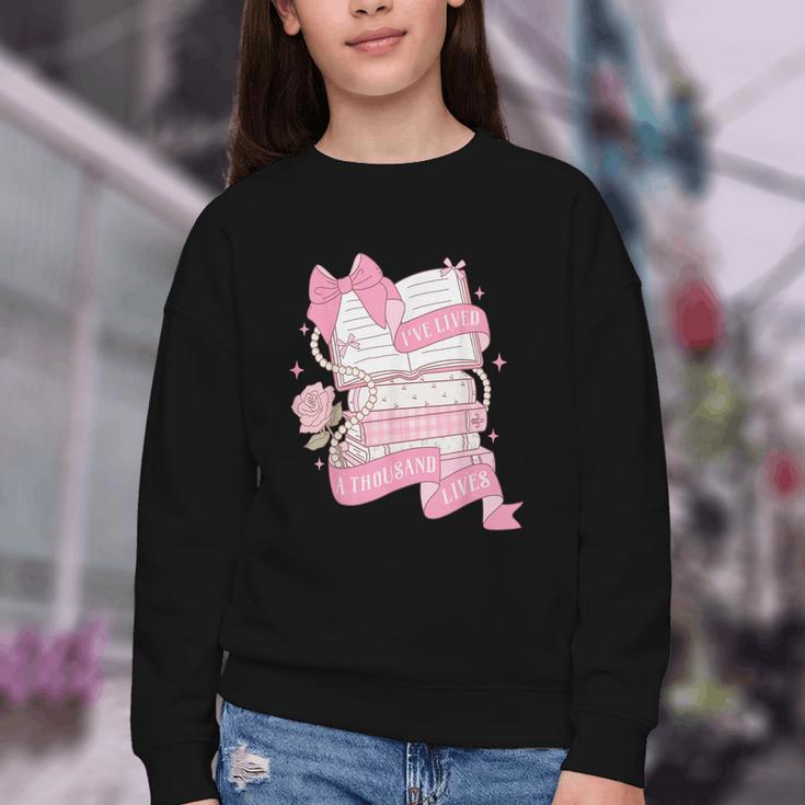 Coquette Reading Book Lover Pink Bow Bookish Mom & Daughter Youth Crewneck Sweatshirt Coquette Reading Book Lover Pink Bow Bookish Mom & Daughter Youth Crewneck Sweatshirt