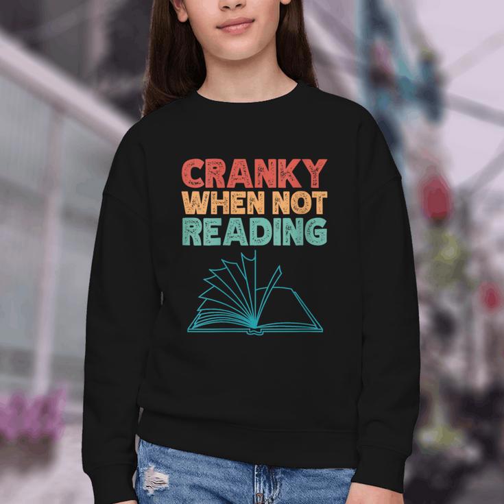 Cranky When Not Reading Retro Vintage Book Lover Youth Crewneck Sweatshirt