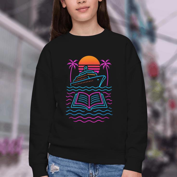 Cruise Ship Vacations Reading Book Lovers Sunset Youth Crewneck Sweatshirt