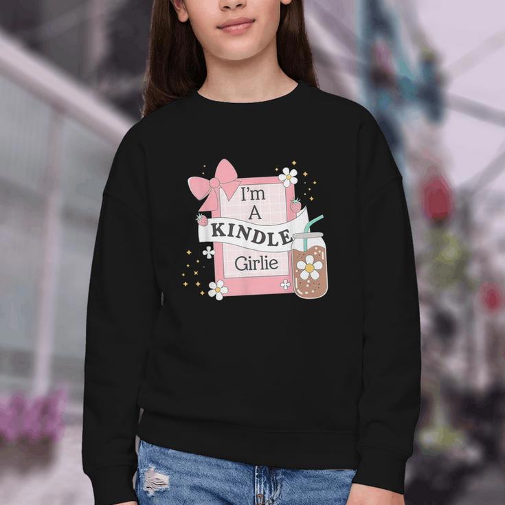 Cute Bookish Kindle Girlie Nerdy Read Book Lover Girl Women Youth Crewneck Sweatshirt
