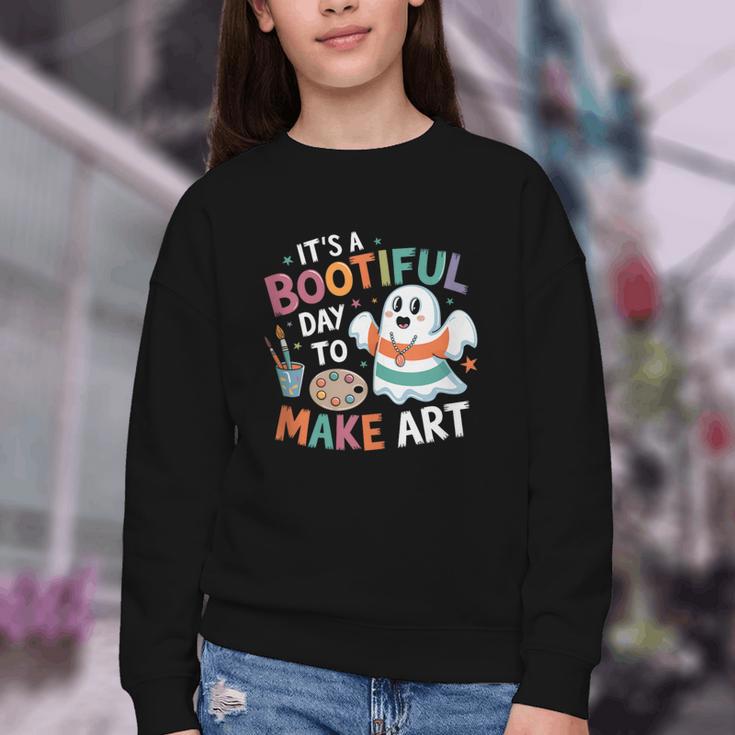 Cute Ghost Book Halloween Spooky Boo School Art Teacher Youth Crewneck Sweatshirt Cute Ghost Book Halloween Spooky Boo School Art Teacher Youth Crewneck Sweatshirt
