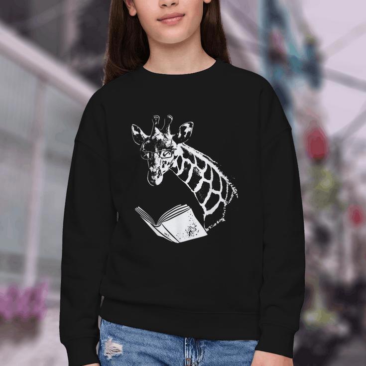 Cute Giraffe Wear Glasses Reading Book Librarian Bookworm Youth Crewneck Sweatshirt Cute Giraffe Wear Glasses Reading Book Librarian Bookworm Youth Crewneck Sweatshirt