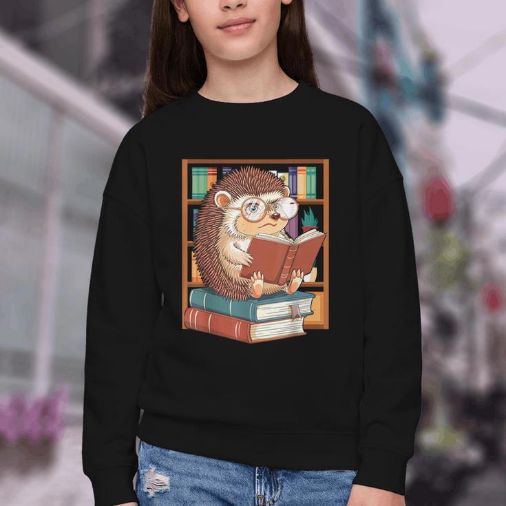 Cute Hedgehog Book Nerd Youth Crewneck Sweatshirt