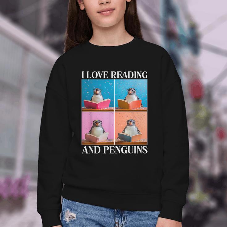Cute Penguin Reading Book School Librarian Teacher Student Youth Crewneck Sweatshirt