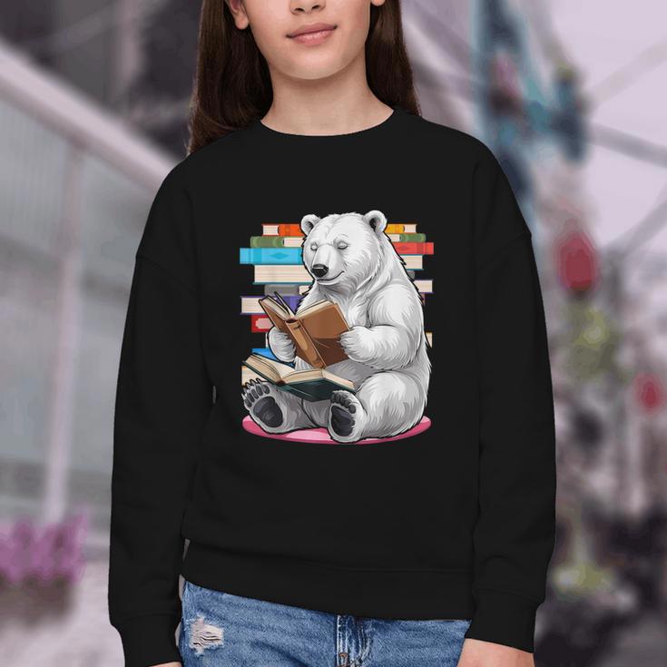 Cute Polar Bear Is Reading a Book Reading Polar Bear Youth Crewneck Sweatshirt Cute Polar Bear Is Reading a Book Reading Polar Bear Youth Crewneck Sweatshirt