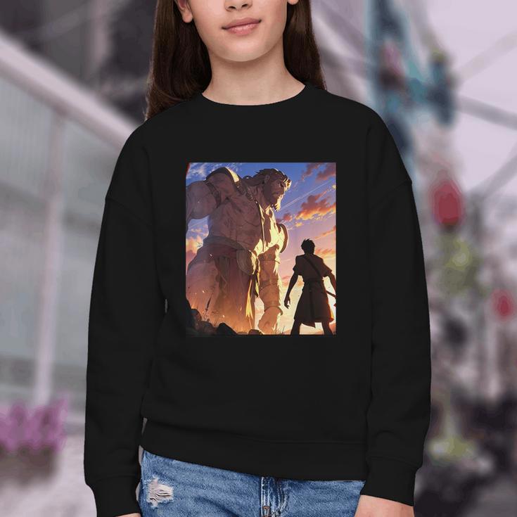 David And Goliath Bible Book Of Samuel Famous Bible Story Youth Crewneck Sweatshirt
