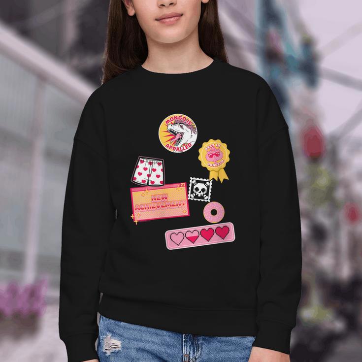 Dungeon Crawler Carl Colorful Sticker Collage LitRPG Book Youth Crewneck Sweatshirt Dungeon Crawler Carl Colorful Sticker Collage LitRPG Book Youth Crewneck Sweatshirt
