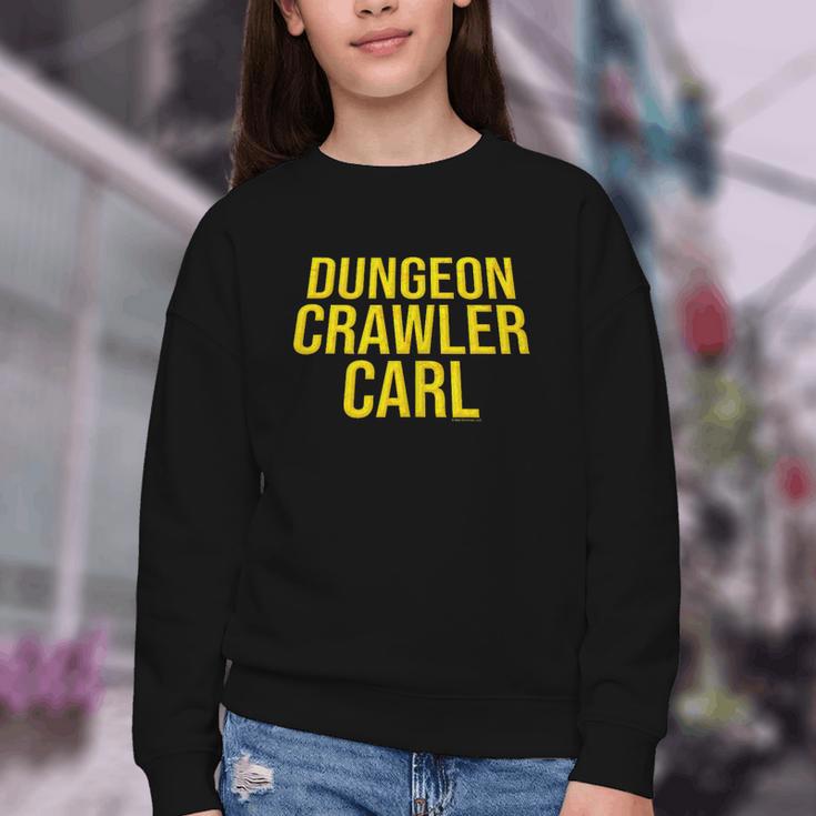 Dungeon Crawler Carl Yellow Text Logo LitRPG Series Book Youth Crewneck Sweatshirt Dungeon Crawler Carl Yellow Text Logo LitRPG Series Book Youth Crewneck Sweatshirt