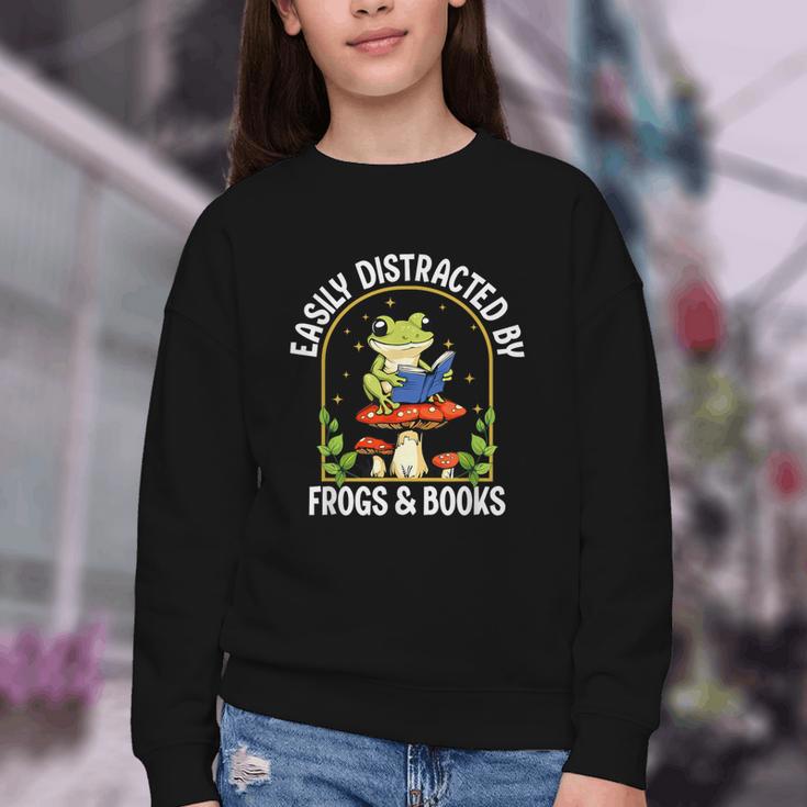 Easily Distracted By Frogs And Books Youth Crewneck Sweatshirt Easily Distracted By Frogs And Books Youth Crewneck Sweatshirt