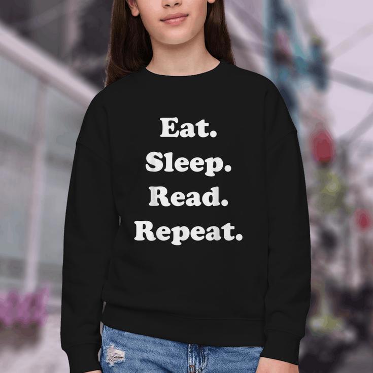 Eat Sleep Read Repeat Book Enthusiast Youth Crewneck Sweatshirt