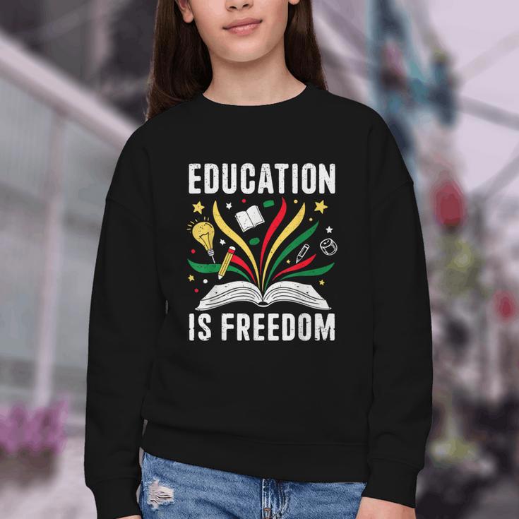 Education Is Freedom Books History Teacher Kids Youth Crewneck Sweatshirt
