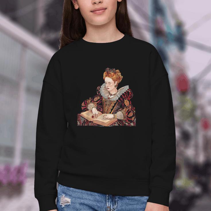 Elizabeth I Reading A Book Youth Crewneck Sweatshirt