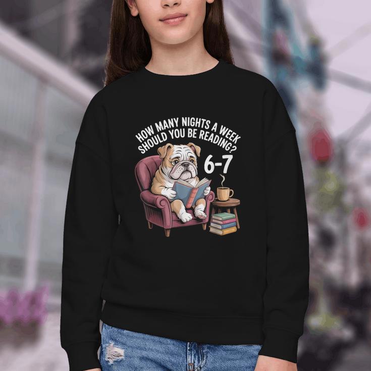 English Bulldog Dog Reading Book 67 Six Seven Meme Youth Crewneck Sweatshirt English Bulldog Dog Reading Book 67 Six Seven Meme Youth Crewneck Sweatshirt