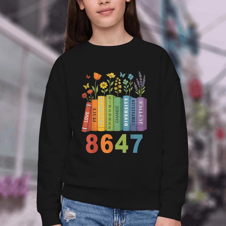 Equal Rights Book Flower Resist 86 47 Feminist Women Rights Youth Crewneck Sweatshirt