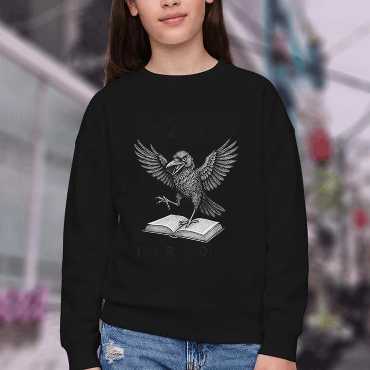 F-Caw-F Crow Book Lovers Vintage Bookish Bird Youth Crewneck Sweatshirt