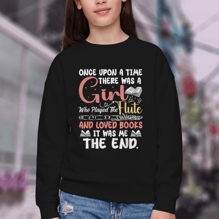 Flute Player Book Lover Flutist Marching Band Musician Flute Youth Crewneck Sweatshirt