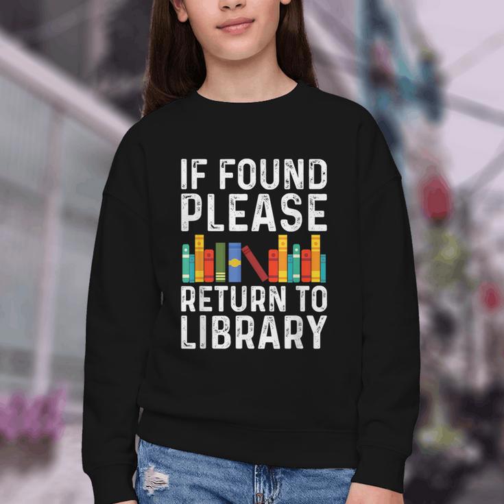 If Found Please Return To Library Book Lover Youth Crewneck Sweatshirt