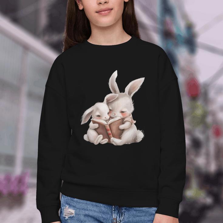Funny Book Reading Quote For Women And Girls Rabbits Youth Crewneck Sweatshirt