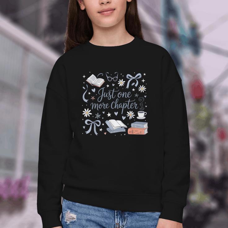 Girl Coquette Bow Just One More Chapter Book Bookish Reading Youth Crewneck Sweatshirt