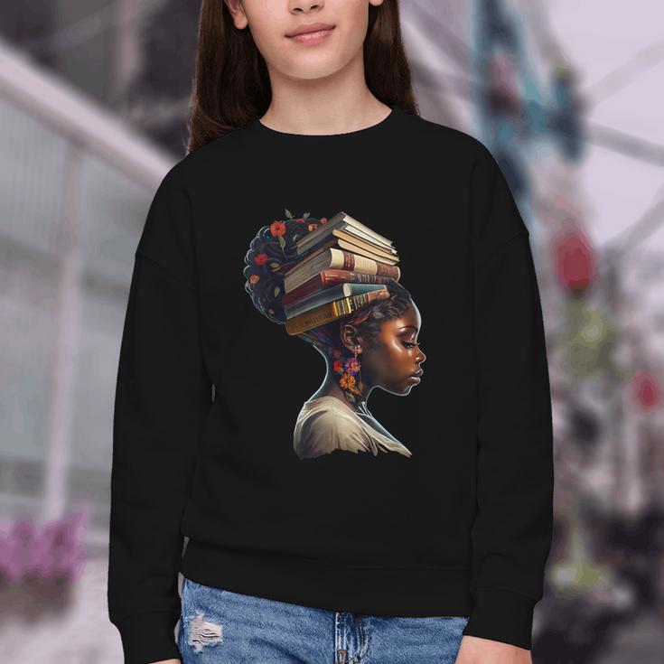 Girl Crown Of Books African Teacher Black History BHM Youth Crewneck Sweatshirt
