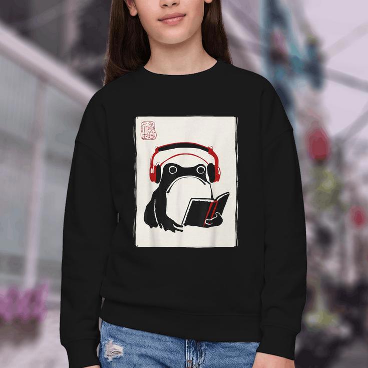 Grumpy Frog Books Music Kawaii Ink Japanese Youth Crewneck Sweatshirt