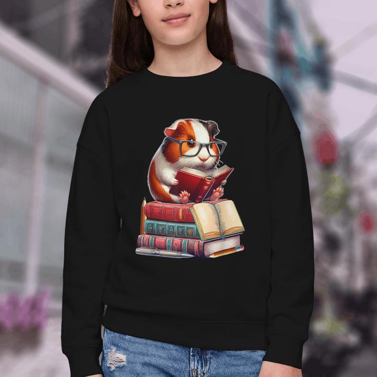 Guinea Pig Reading Books Matching Bookworm Readers Librarian Youth Crewneck Sweatshirt