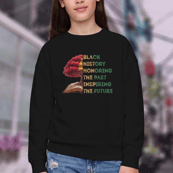 Honoring Past Inspiring Future History Month Tree Book Youth Crewneck Sweatshirt